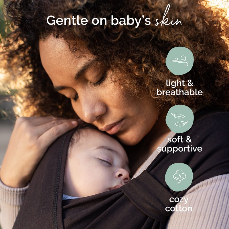Boba Bliss Pre-Wrapped Baby Carrier with Buckle - Newborn to 7-35 lbs Light, Breathable & Easy to Adjust Hybrid Infant Sling & Toddler Carrier - Certified Hip-Healthy for 0-18 Months - Black - Image 3